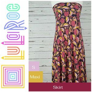 LuLaRoe | S Maxi Silky Skirt Pastal Purple Yellow Floral